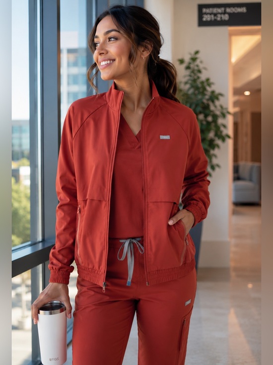 Jackets & Blazers - FIGS On-Shift Sydney Performance Scrub Jacket Auburn Size Small